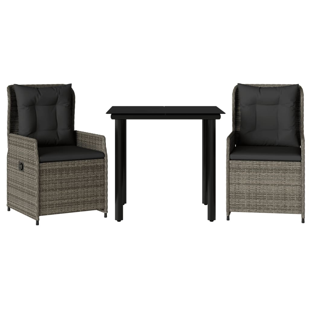 3-delige Tuinset met kussens poly rattan grijs is nu te koop bij PeponiXL, paradijselijk wonen!