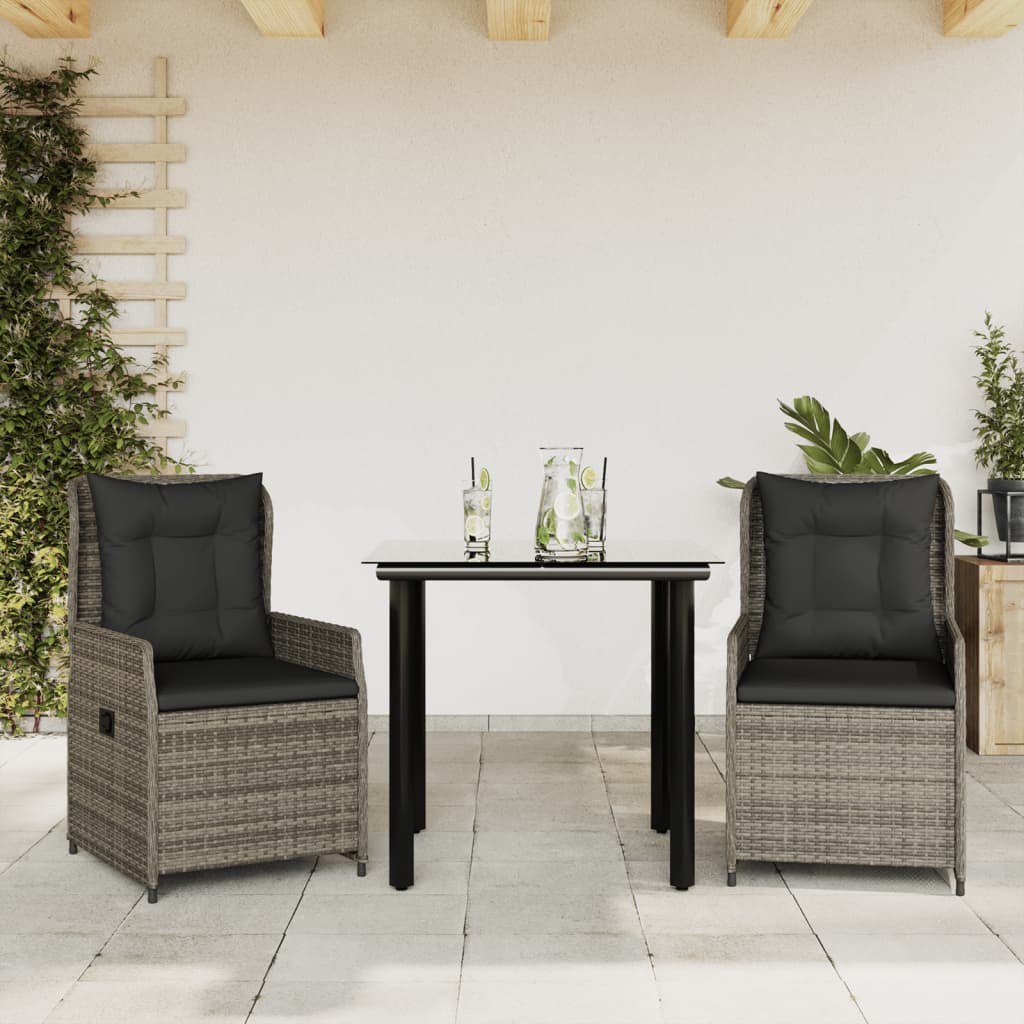 3-delige Tuinset met kussens poly rattan grijs is nu te koop bij PeponiXL, paradijselijk wonen!