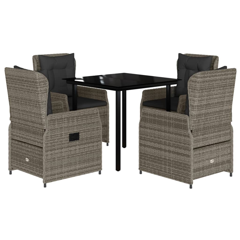 5-delige Tuinset met kussens poly rattan grijs is nu te koop bij PeponiXL, paradijselijk wonen!