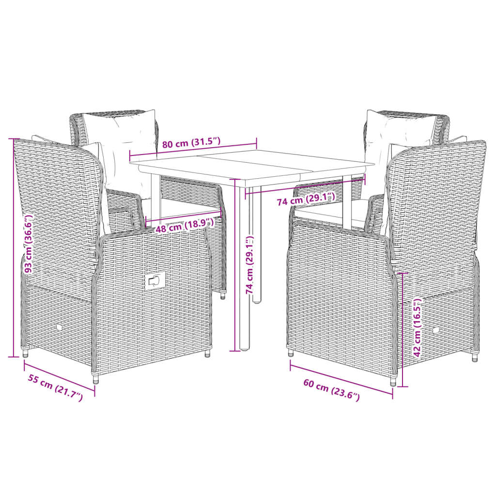 5-delige Tuinset met kussens poly rattan grijs is nu te koop bij PeponiXL, paradijselijk wonen!