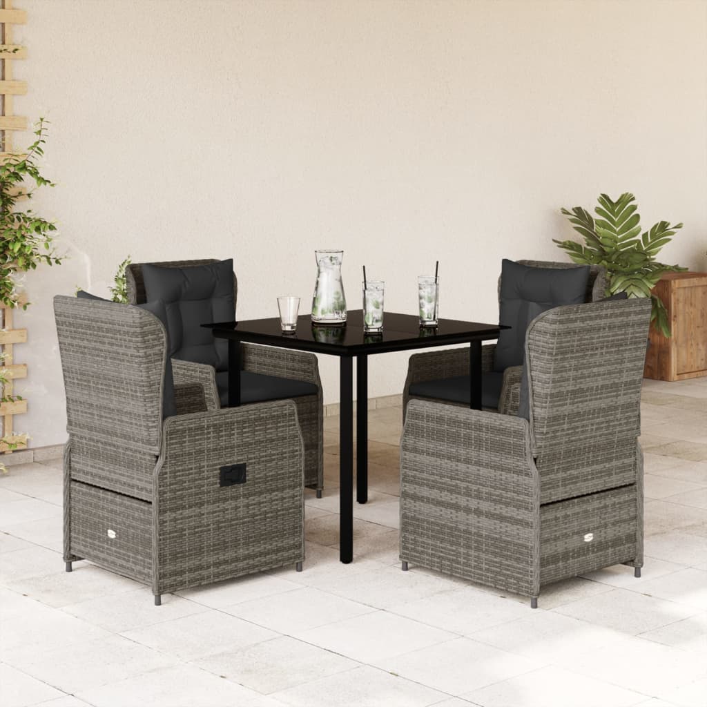 5-delige Tuinset met kussens poly rattan grijs is nu te koop bij PeponiXL, paradijselijk wonen!