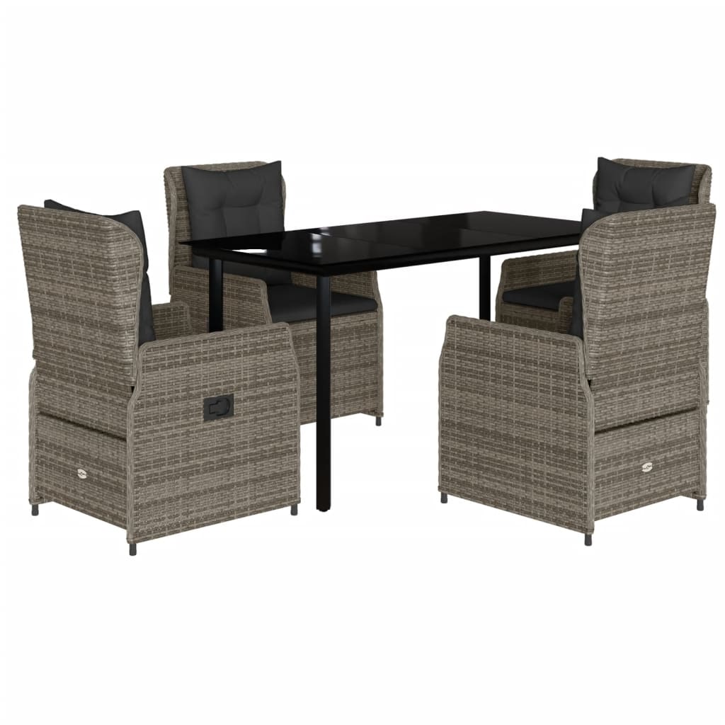 5-delige Tuinset met kussens poly rattan grijs is nu te koop bij PeponiXL, paradijselijk wonen!