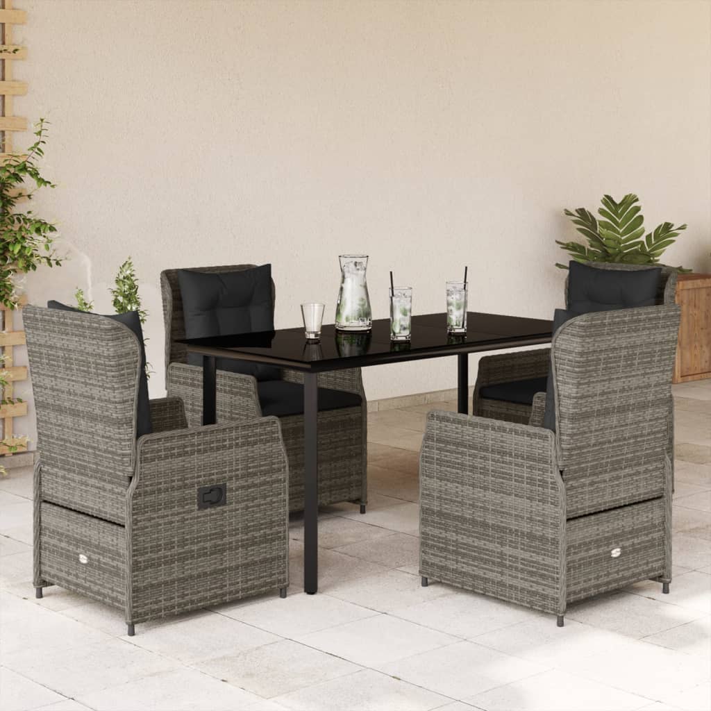 5-delige Tuinset met kussens poly rattan grijs is nu te koop bij PeponiXL, paradijselijk wonen!
