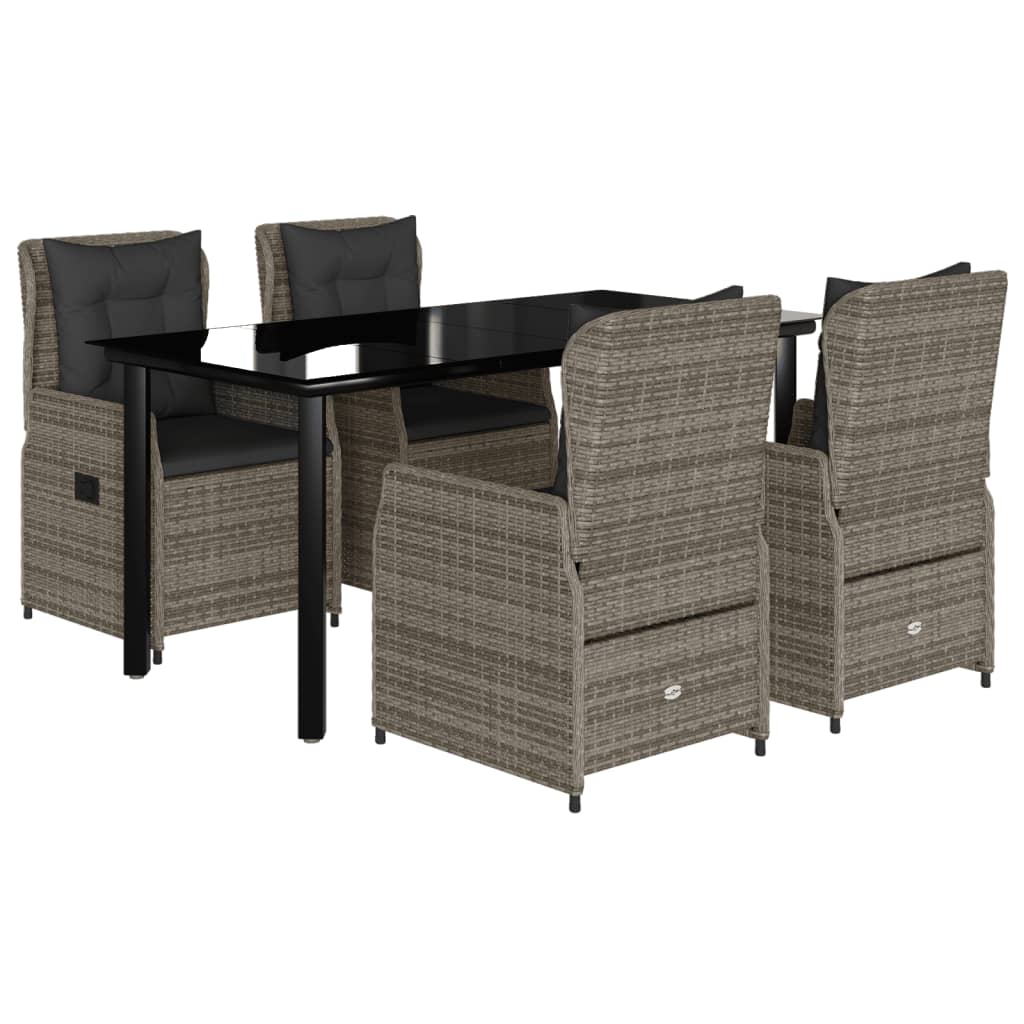 5-delige Tuinset met kussens poly rattan grijs is nu te koop bij PeponiXL, paradijselijk wonen!