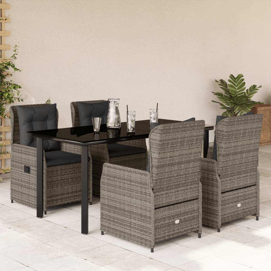 5-delige Tuinset met kussens poly rattan grijs is nu te koop bij PeponiXL, paradijselijk wonen!