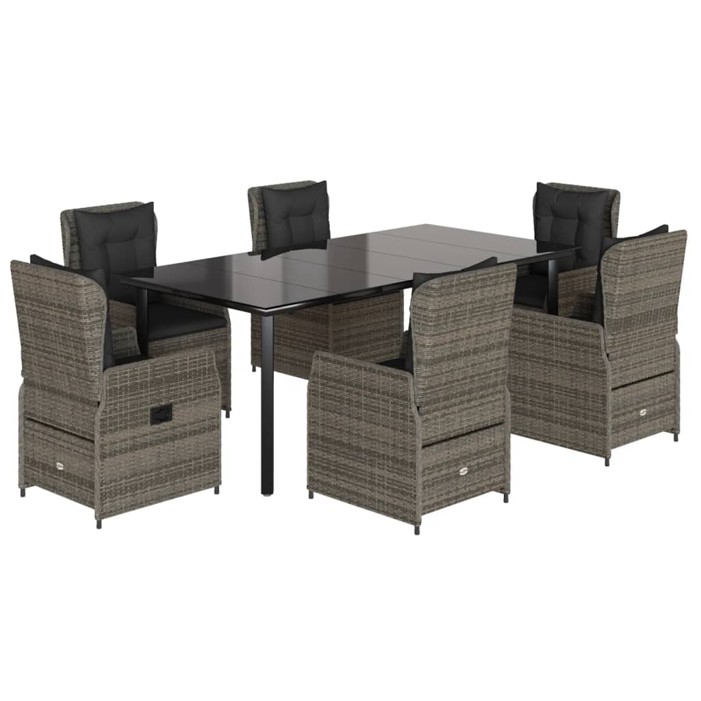 7-delige Tuinset met kussens poly rattan grijs is nu te koop bij PeponiXL, paradijselijk wonen!