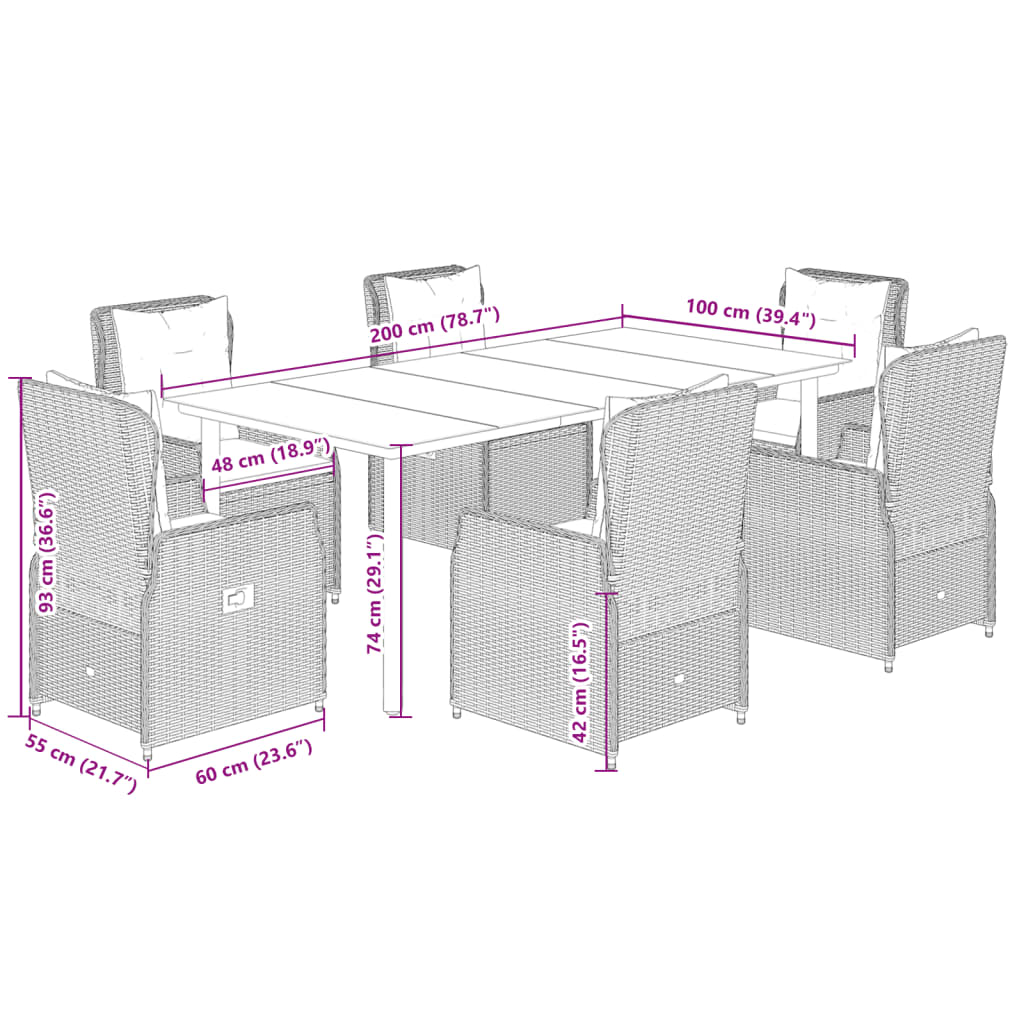 7-delige Tuinset met kussens poly rattan grijs is nu te koop bij PeponiXL, paradijselijk wonen!