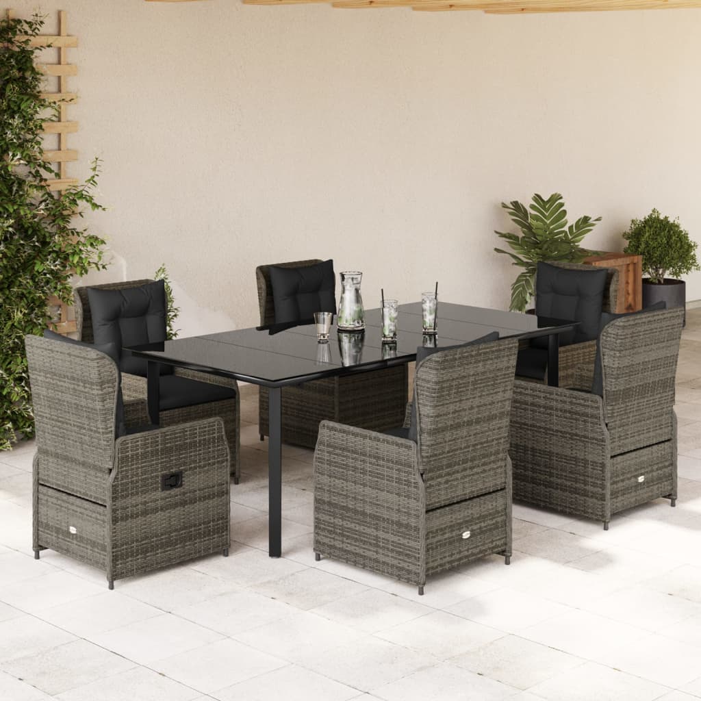 7-delige Tuinset met kussens poly rattan grijs is nu te koop bij PeponiXL, paradijselijk wonen!