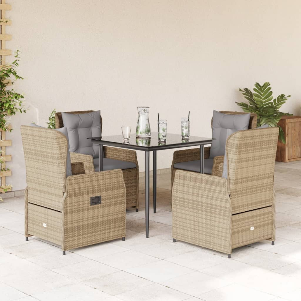 5-delige Tuinset met kussens poly rattan beige is nu te koop bij PeponiXL, paradijselijk wonen!