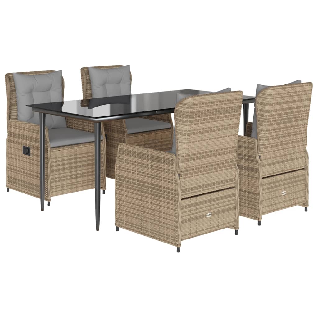 5-delige Tuinset met kussens poly rattan beige is nu te koop bij PeponiXL, paradijselijk wonen!