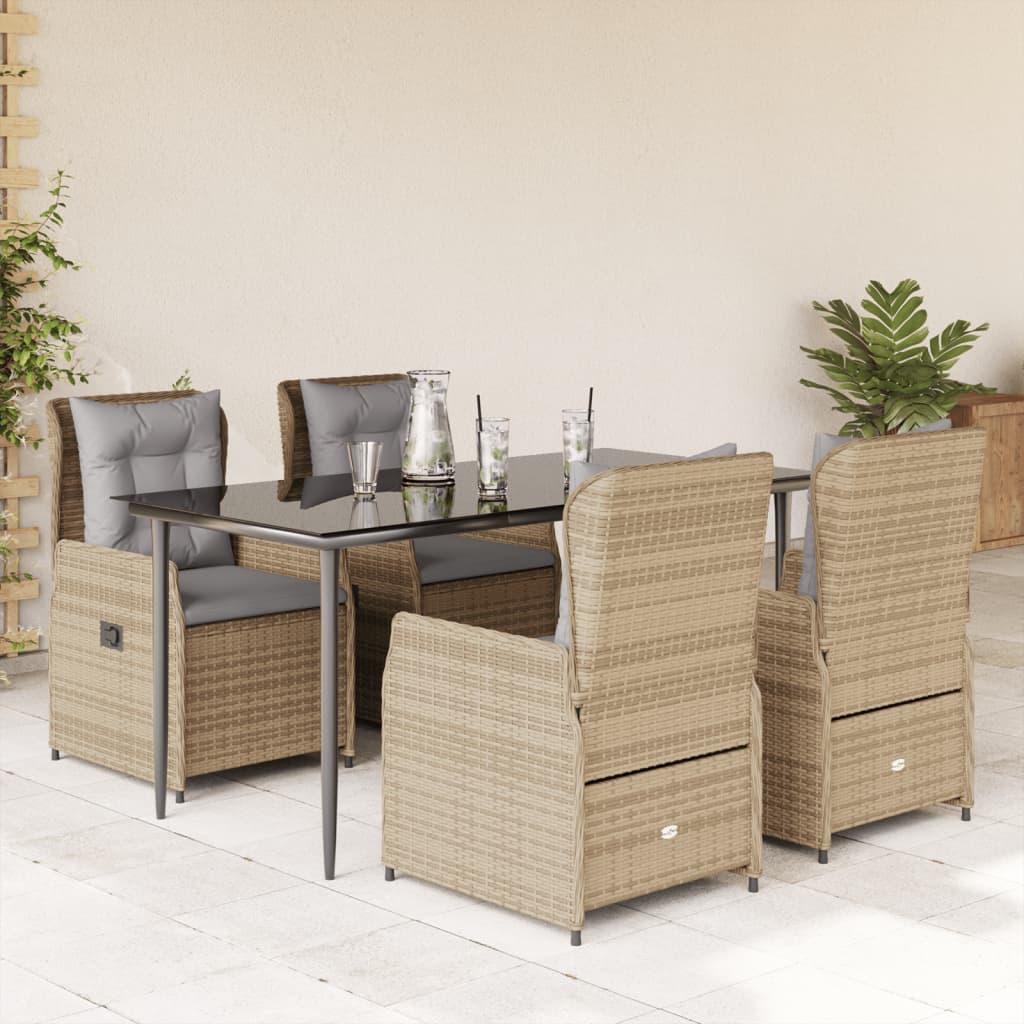 5-delige Tuinset met kussens poly rattan beige is nu te koop bij PeponiXL, paradijselijk wonen!