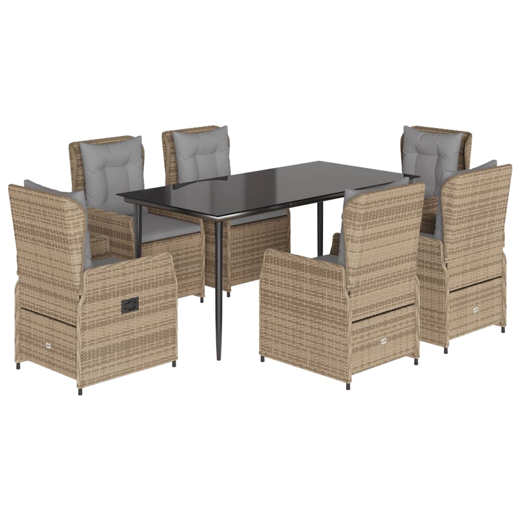 7-delige Tuinset met kussens poly rattan beige is nu te koop bij PeponiXL, paradijselijk wonen!