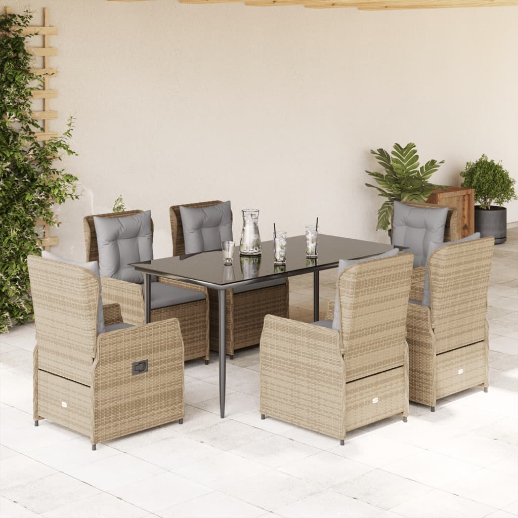7-delige Tuinset met kussens poly rattan beige is nu te koop bij PeponiXL, paradijselijk wonen!