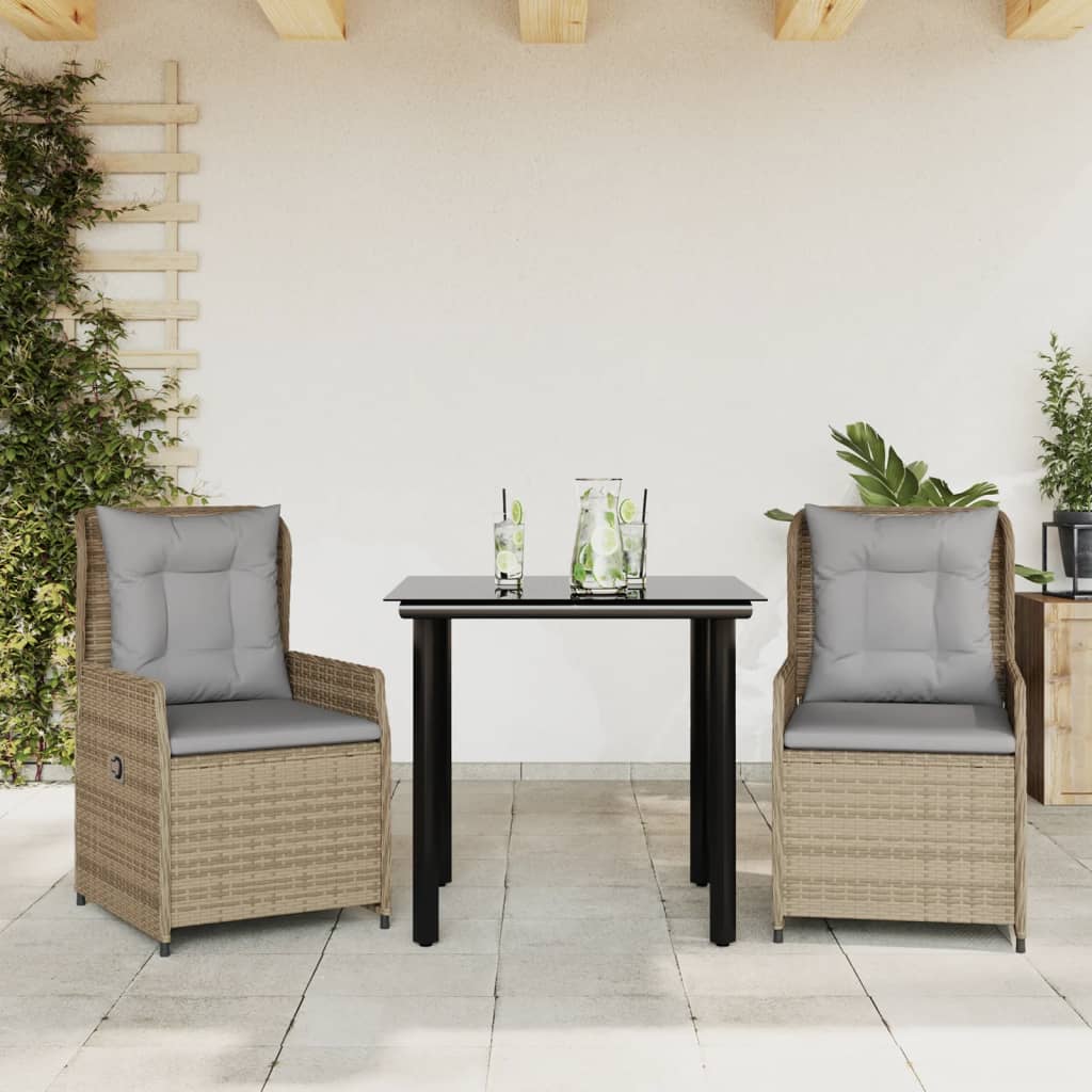 3-delige Tuinset met kussens poly rattan beige is nu te koop bij PeponiXL, paradijselijk wonen!