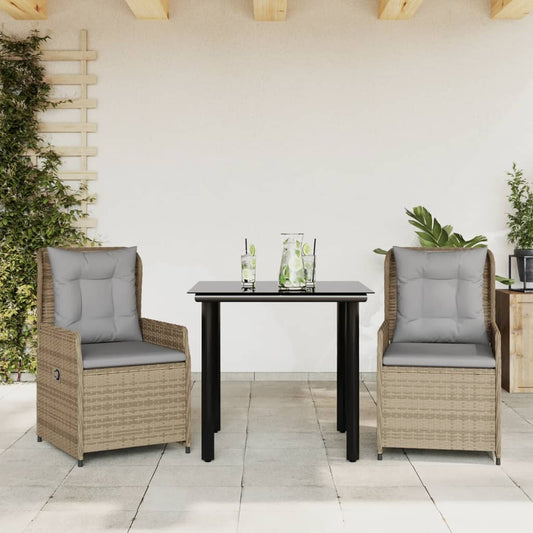 3-delige Tuinset met kussens poly rattan beige is nu te koop bij PeponiXL, paradijselijk wonen!
