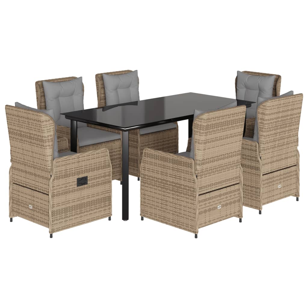 7-delige Tuinset met kussens poly rattan beige is nu te koop bij PeponiXL, paradijselijk wonen!