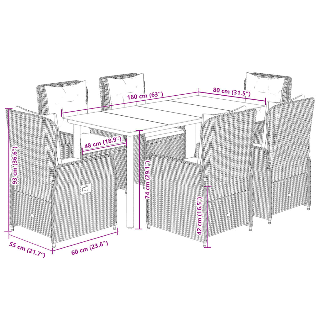 7-delige Tuinset met kussens poly rattan beige is nu te koop bij PeponiXL, paradijselijk wonen!