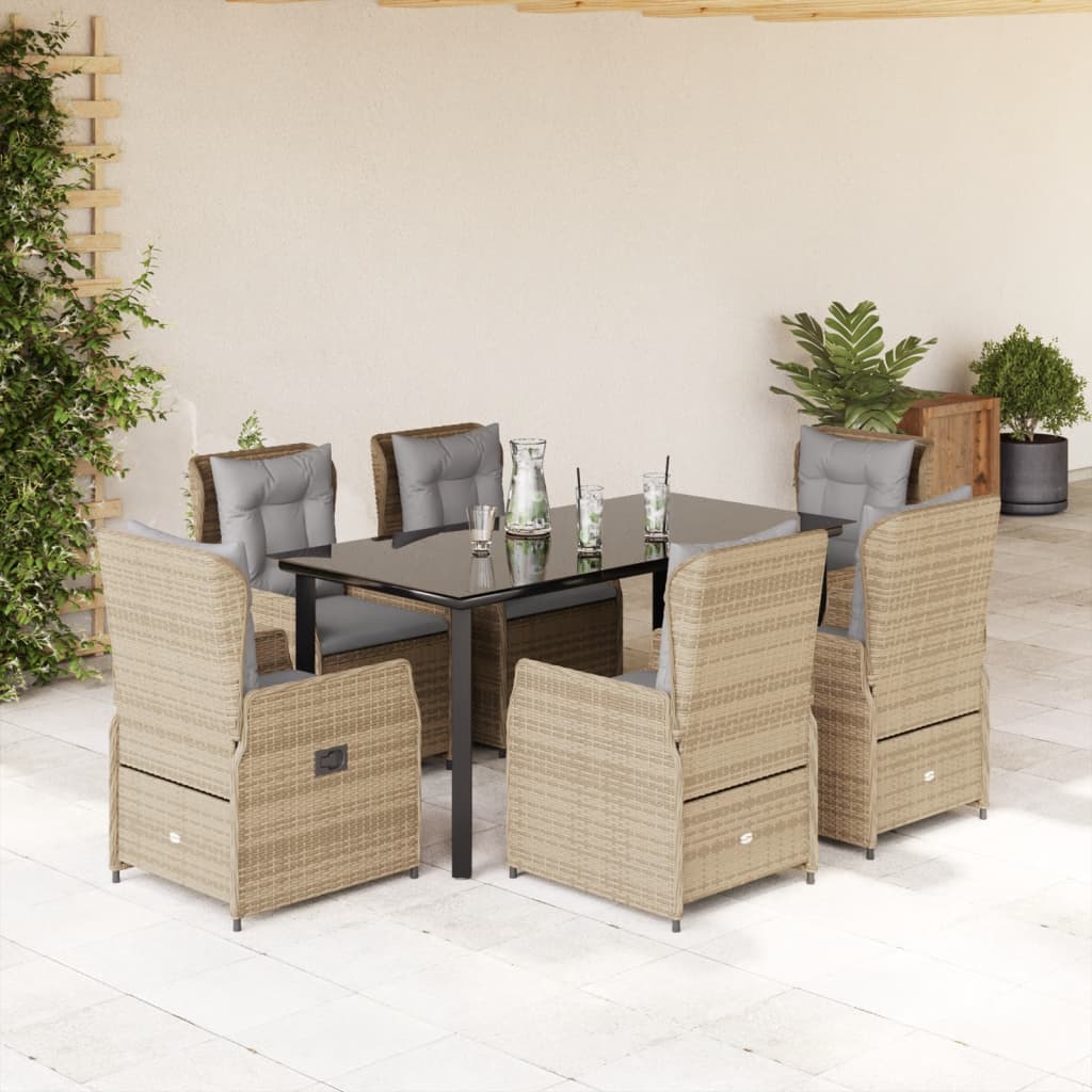7-delige Tuinset met kussens poly rattan beige is nu te koop bij PeponiXL, paradijselijk wonen!