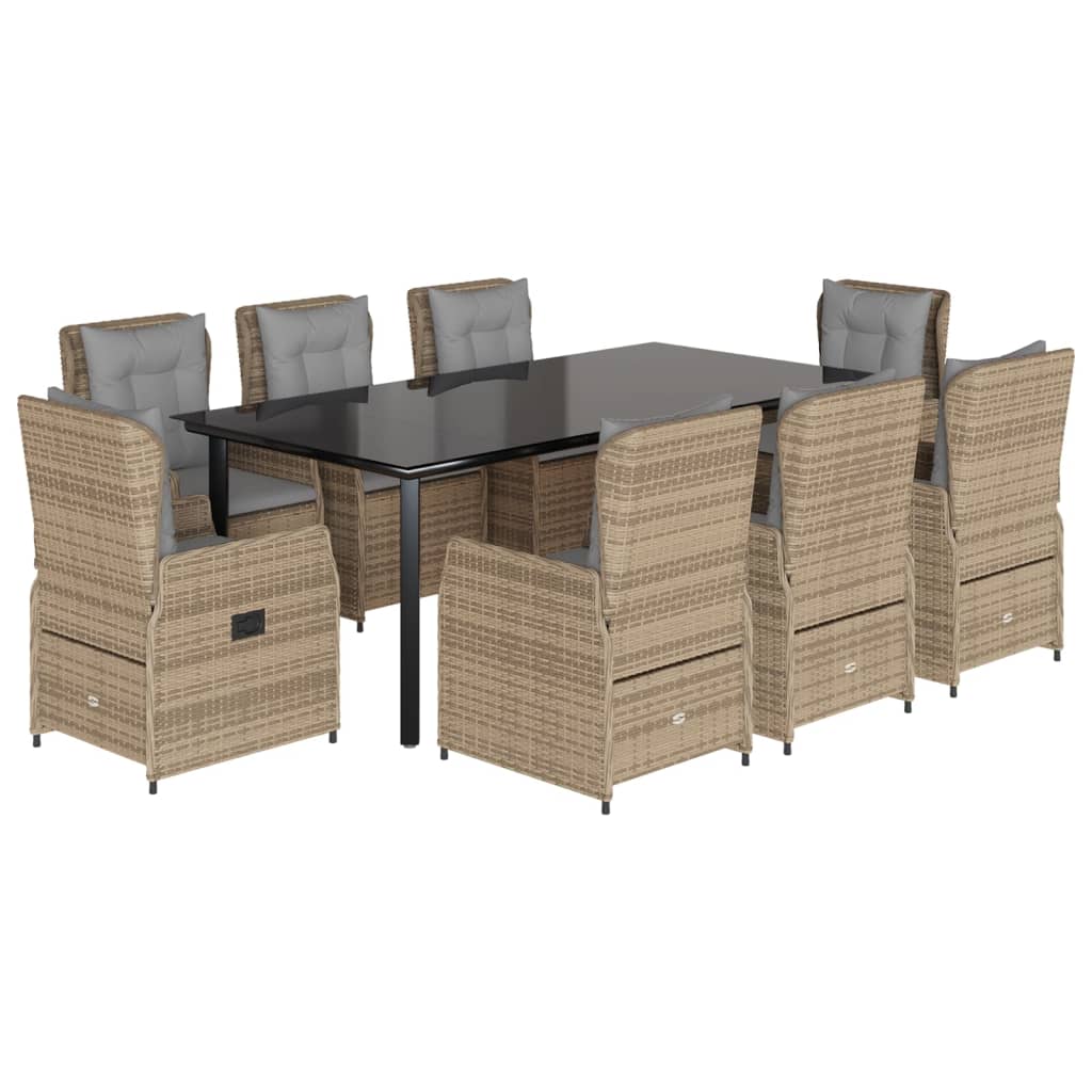9-delige Tuinset met kussens poly rattan beige is nu te koop bij PeponiXL, paradijselijk wonen!