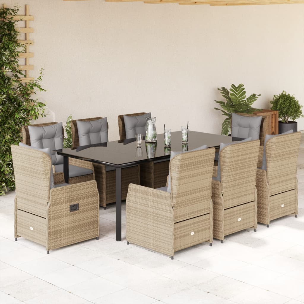 9-delige Tuinset met kussens poly rattan beige is nu te koop bij PeponiXL, paradijselijk wonen!
