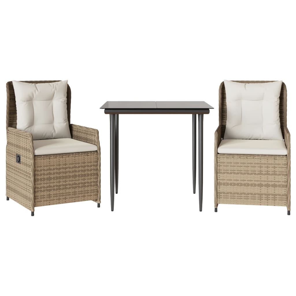 3-delige Tuinset met kussens poly rattan beige is nu te koop bij PeponiXL, paradijselijk wonen!