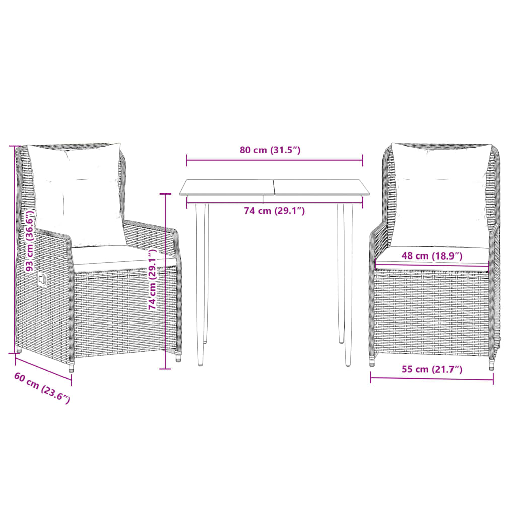 3-delige Tuinset met kussens poly rattan beige is nu te koop bij PeponiXL, paradijselijk wonen!