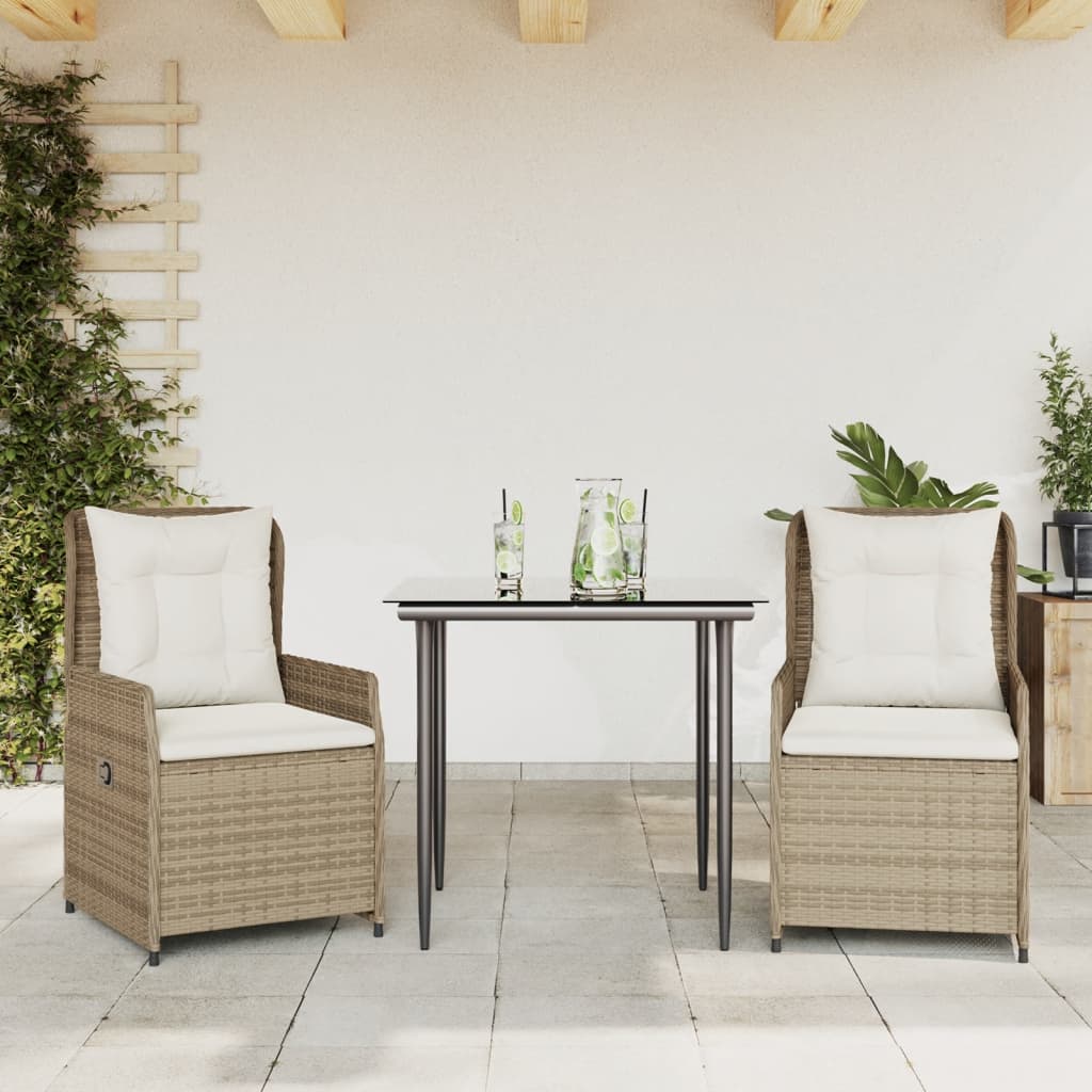 3-delige Tuinset met kussens poly rattan beige is nu te koop bij PeponiXL, paradijselijk wonen!