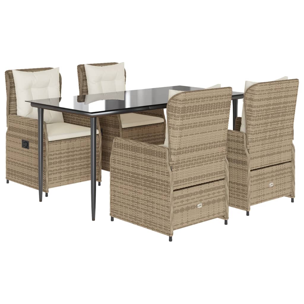 5-delige Tuinset met kussens poly rattan beige is nu te koop bij PeponiXL, paradijselijk wonen!