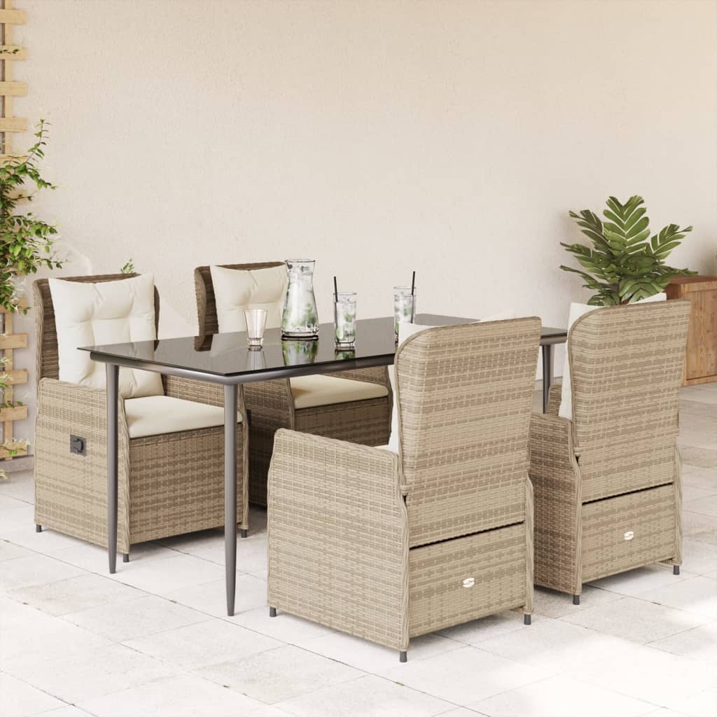 5-delige Tuinset met kussens poly rattan beige is nu te koop bij PeponiXL, paradijselijk wonen!