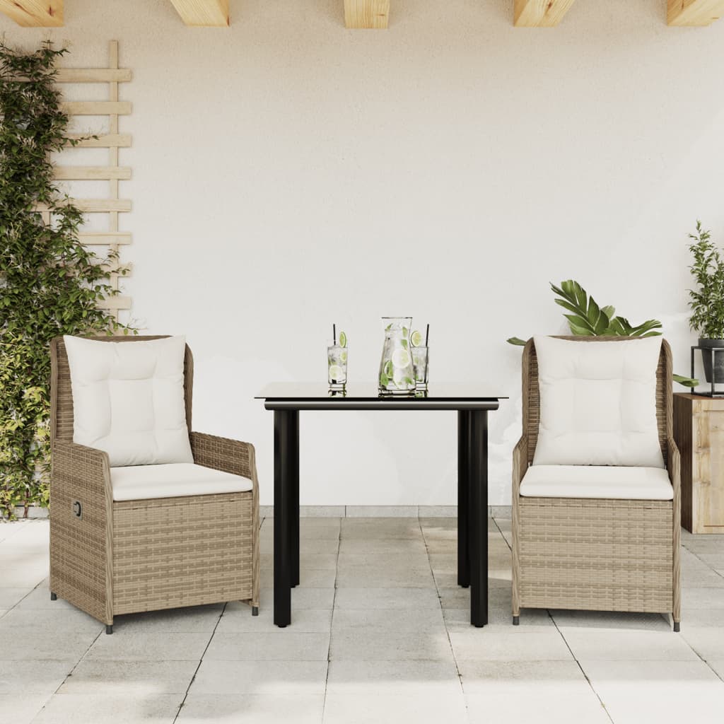 3-delige Tuinset met kussens poly rattan beige is nu te koop bij PeponiXL, paradijselijk wonen!