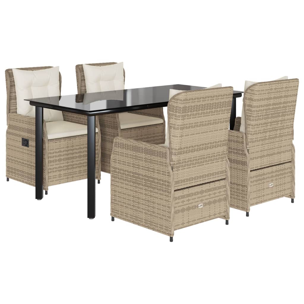 5-delige Tuinset met kussens poly rattan beige is nu te koop bij PeponiXL, paradijselijk wonen!