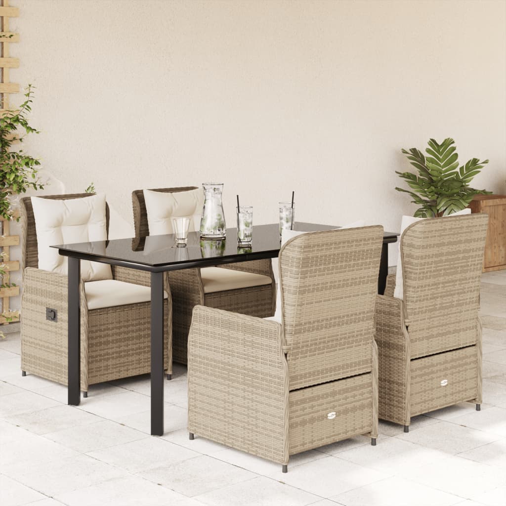 5-delige Tuinset met kussens poly rattan beige is nu te koop bij PeponiXL, paradijselijk wonen!