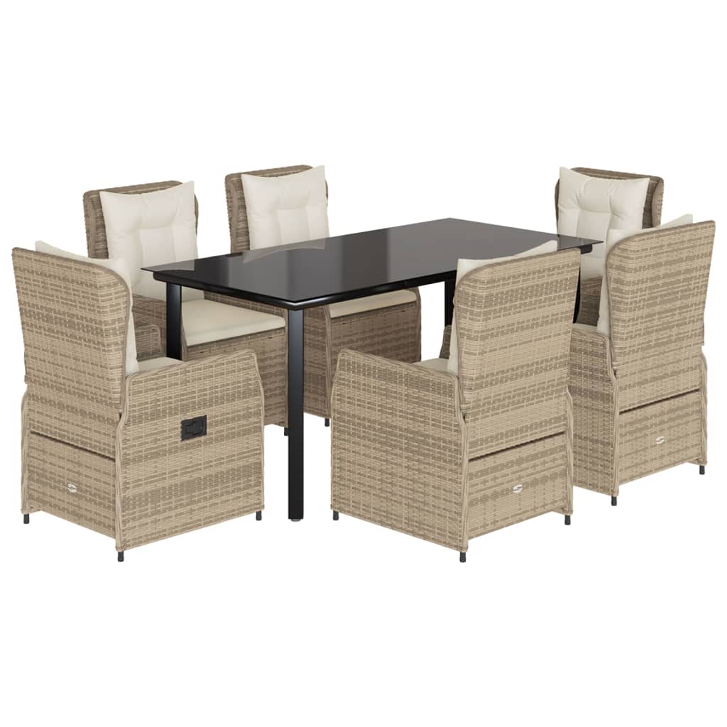 7-delige Tuinset met kussens poly rattan beige is nu te koop bij PeponiXL, paradijselijk wonen!