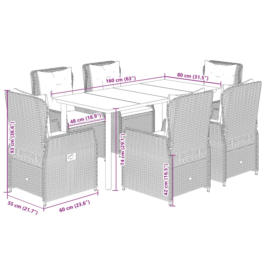 7-delige Tuinset met kussens poly rattan beige is nu te koop bij PeponiXL, paradijselijk wonen!