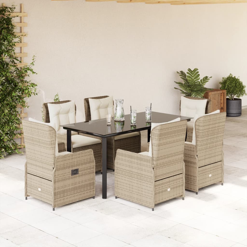 7-delige Tuinset met kussens poly rattan beige is nu te koop bij PeponiXL, paradijselijk wonen!