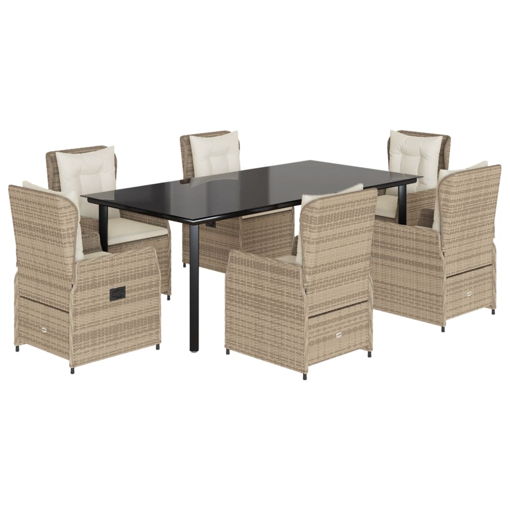 7-delige Tuinset met kussens poly rattan beige is nu te koop bij PeponiXL, paradijselijk wonen!