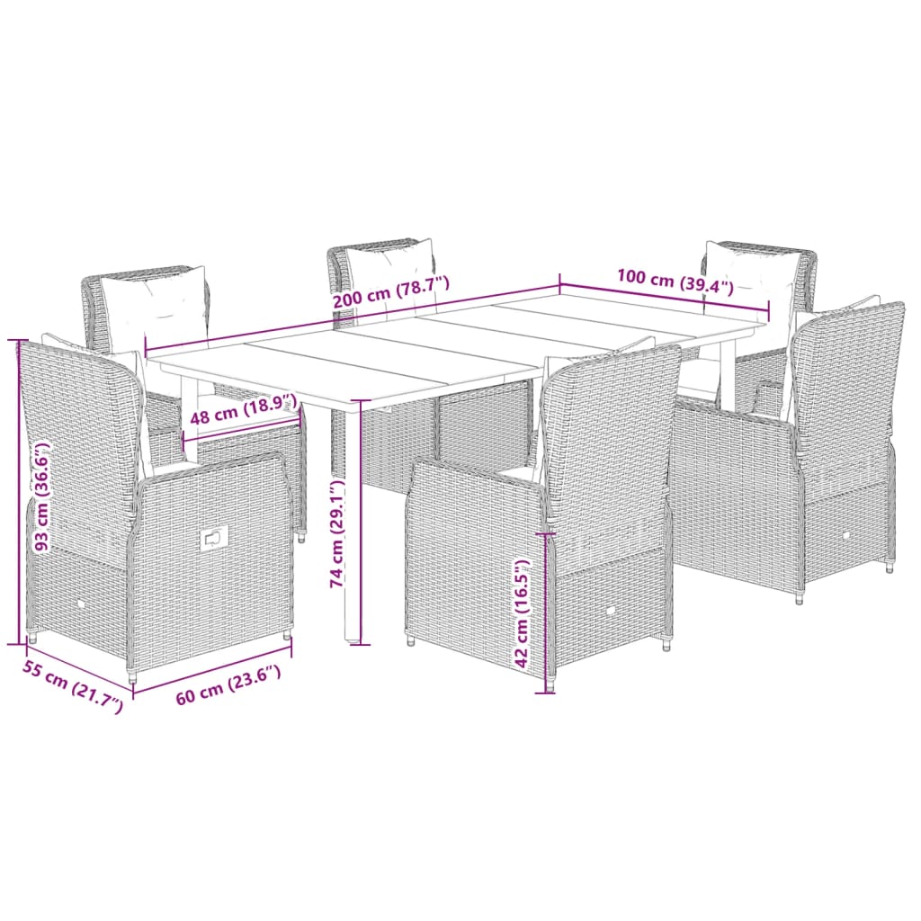 7-delige Tuinset met kussens poly rattan beige is nu te koop bij PeponiXL, paradijselijk wonen!
