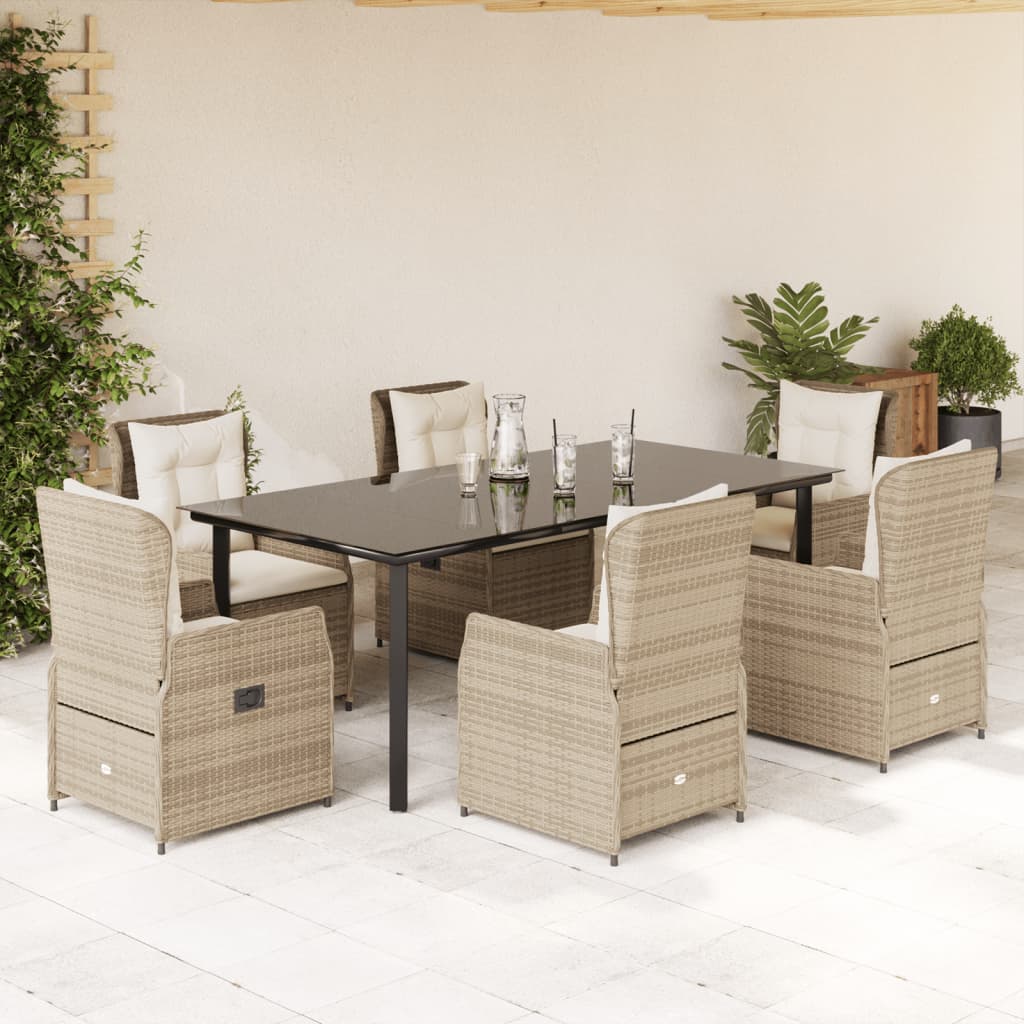 7-delige Tuinset met kussens poly rattan beige is nu te koop bij PeponiXL, paradijselijk wonen!