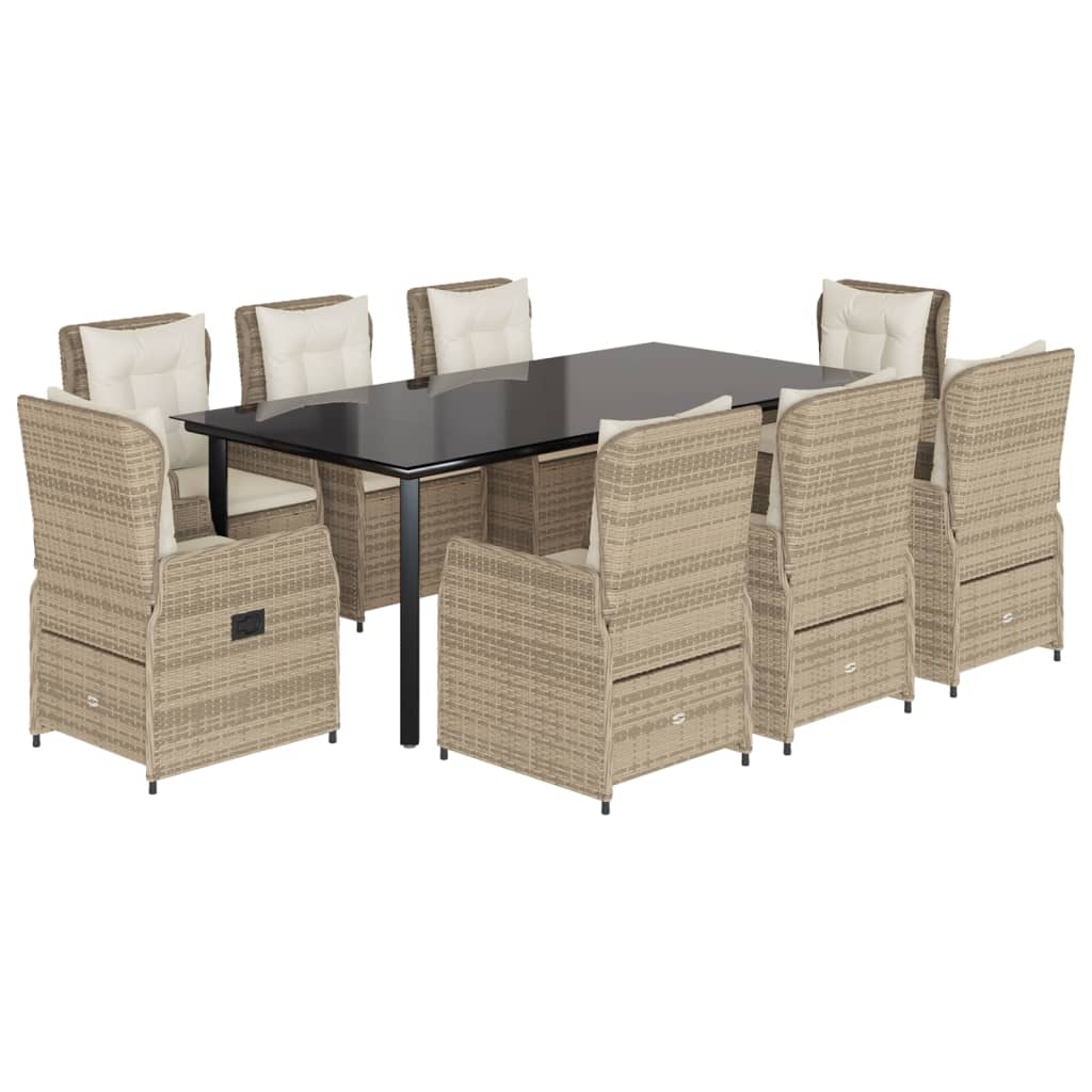 9-delige Tuinset met kussens poly rattan beige is nu te koop bij PeponiXL, paradijselijk wonen!