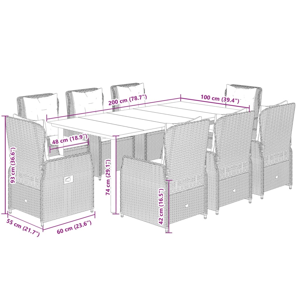 9-delige Tuinset met kussens poly rattan beige is nu te koop bij PeponiXL, paradijselijk wonen!