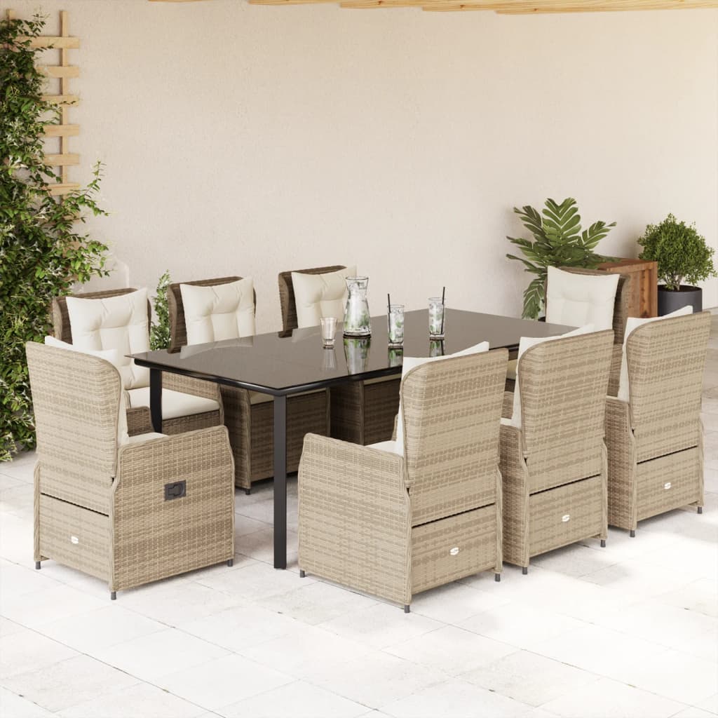 9-delige Tuinset met kussens poly rattan beige is nu te koop bij PeponiXL, paradijselijk wonen!