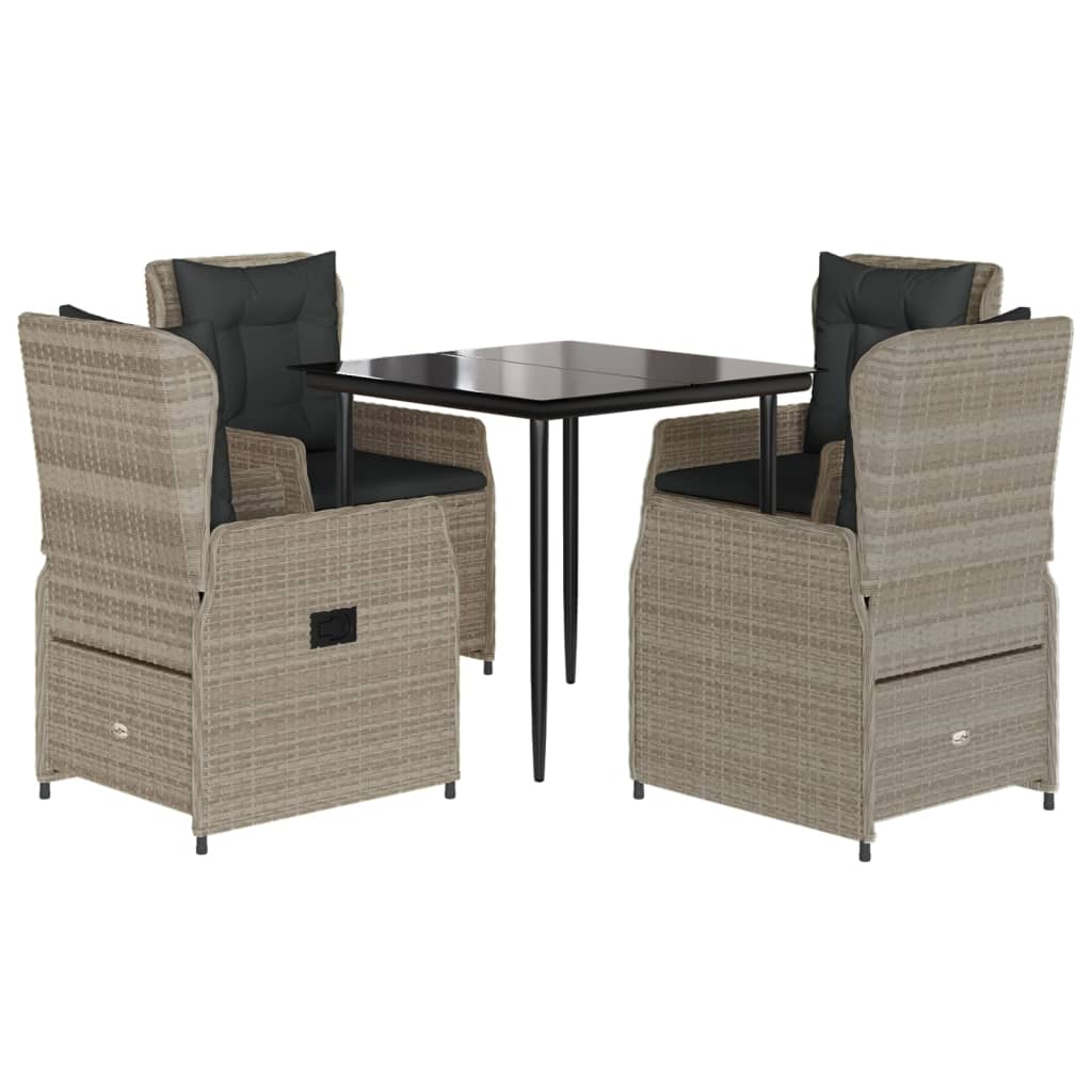 5-delige Tuinset met kussens poly rattan lichtgrijs is nu te koop bij PeponiXL, paradijselijk wonen!