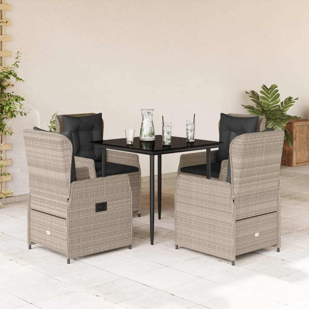 5-delige Tuinset met kussens poly rattan lichtgrijs is nu te koop bij PeponiXL, paradijselijk wonen!