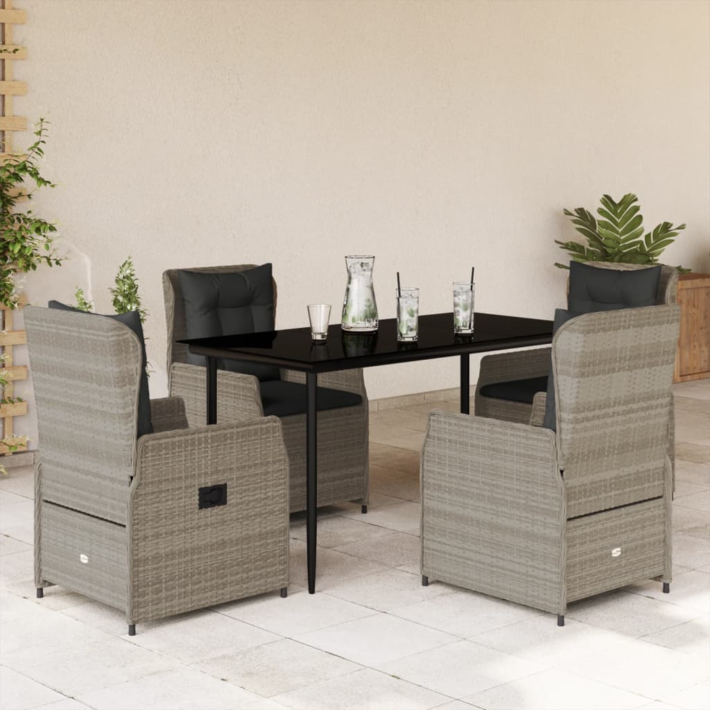 5-delige Tuinset met kussens poly rattan lichtgrijs is nu te koop bij PeponiXL, paradijselijk wonen!