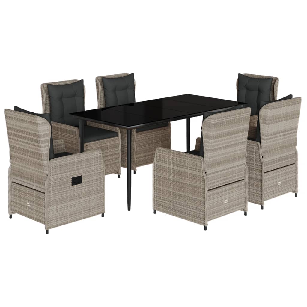 7-delige Tuinset met kussens poly rattan grijs is nu te koop bij PeponiXL, paradijselijk wonen!