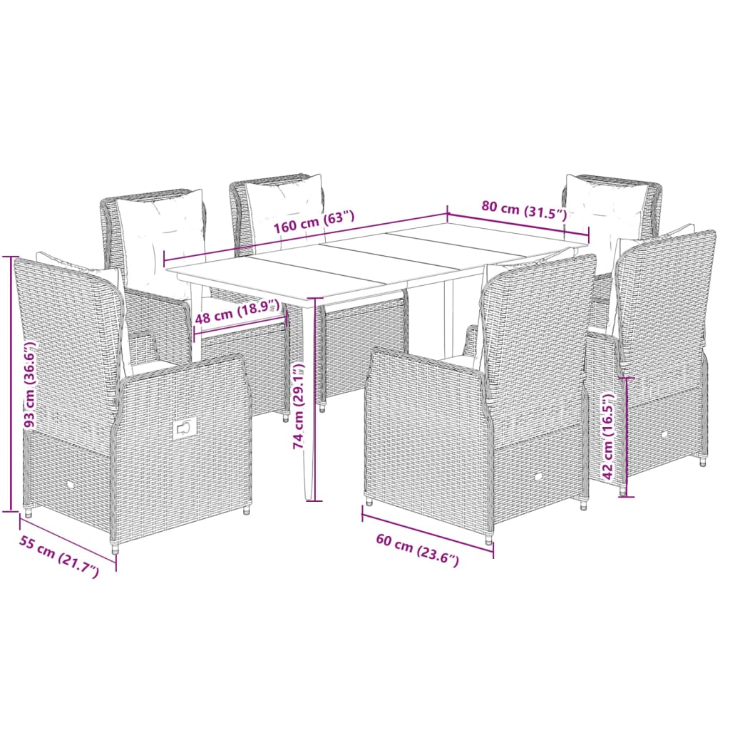 7-delige Tuinset met kussens poly rattan grijs is nu te koop bij PeponiXL, paradijselijk wonen!