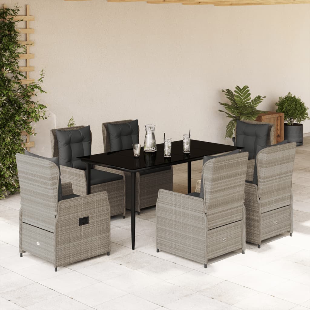 7-delige Tuinset met kussens poly rattan grijs is nu te koop bij PeponiXL, paradijselijk wonen!