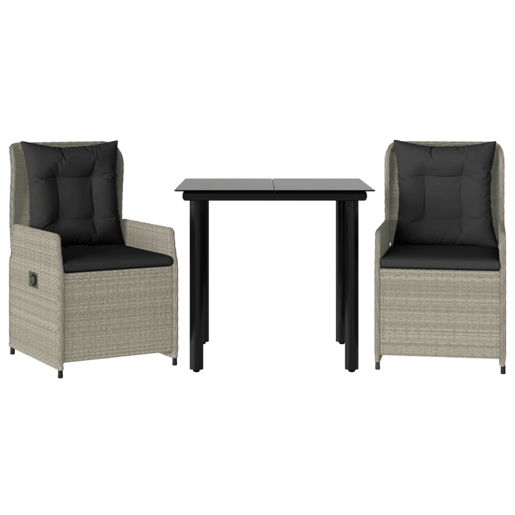 3-delige Tuinset met kussens poly rattan lichtgrijs is nu te koop bij PeponiXL, paradijselijk wonen!