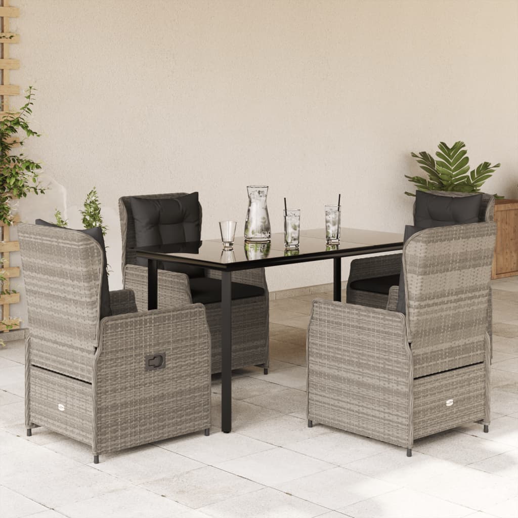5-delige Tuinset met kussens poly rattan lichtgrijs is nu te koop bij PeponiXL, paradijselijk wonen!