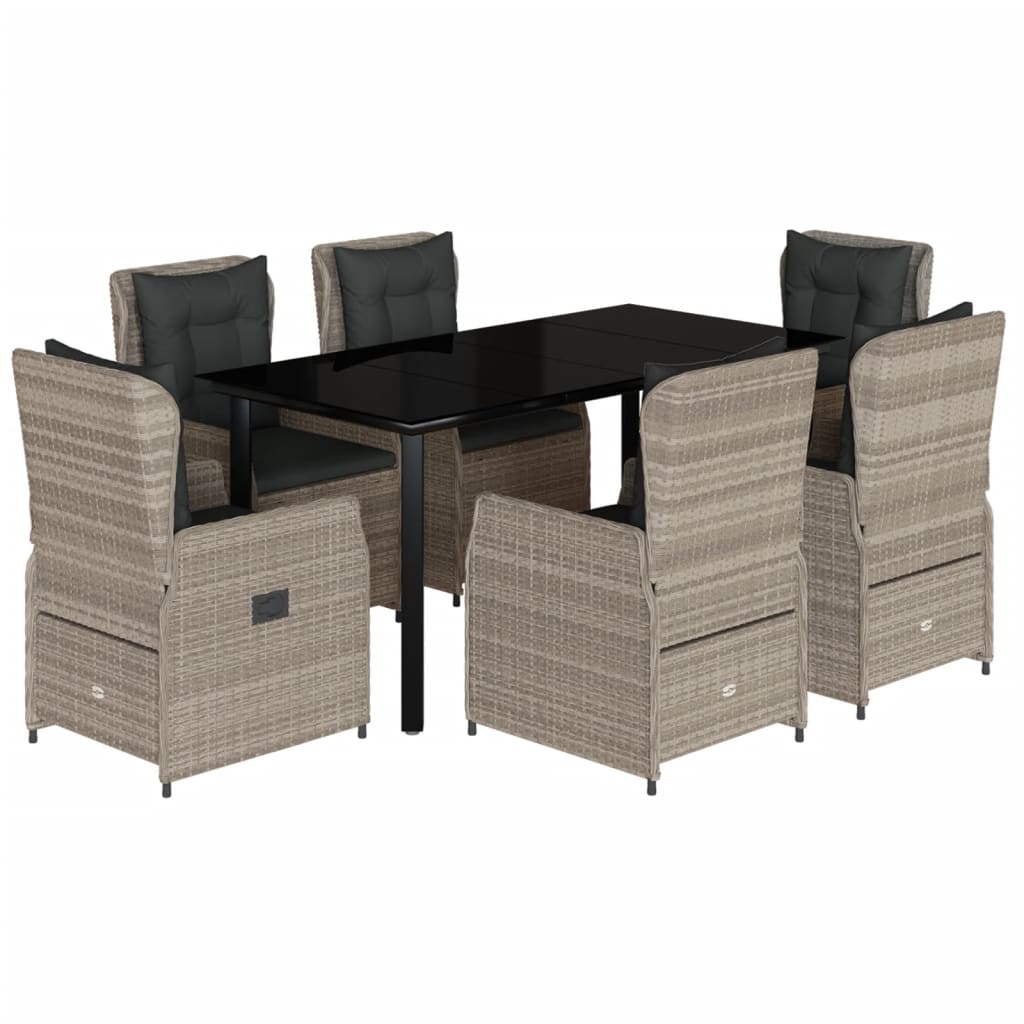 7-delige Tuinset met kussens poly rattan grijs is nu te koop bij PeponiXL, paradijselijk wonen!